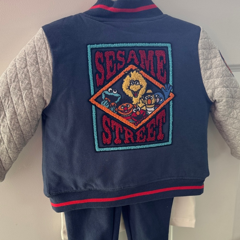 Sesame Street Navy and Gray Kids Jacket with Red Accents 18M